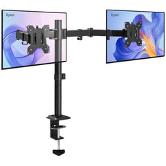 Dyazo Single Monitor Desk Mount Stand | Height Adjustable Fully Articulating Arm for 13–32 Inch Screens | VESA 75×75/100×100 Compatible | Tilt & Rotate Monitor Holder with C-Clamp/Grommet Base (Black)