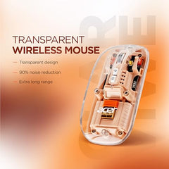 acer Clearview Transparent Wireless Mouse with Triple-Mode Connectivity, Silent Click Tech, Metal Scroll Wheel,1600 DPI Optical Sensor, USB-C Charging, Compatible Windows, MacOS, iOS, Android-Green