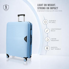 HRX Parabola 3-Piece Luggage Set Intergallcatic Grey Polypropylene Hard Shell Suitcase Set - Premium Travel Trolley Bags with 8 Spinner Wheels, Number Lock & Water Resistant Body