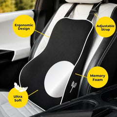 Grin Health Mini Back Support Cushion for Lumbar Support & Back Pain Relief, Backrest for Car Seat, Lower Back Cushion for Office Chair, Driving, Travel Backrest Pillow