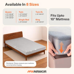 MY ARMOR Waterproof Mattress Protector King Size, 78x72, 6.5x6 feet, Double Bed Protector Sheet Cover, Breathable and Hypoallergenic Ultra Soft Fitted Terry Cotton Feel Fabric, Elastic Skirting, Grey