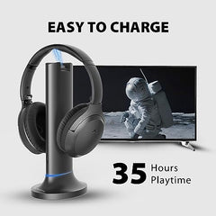 Avantree Opera 35Hrs Comfortable Wireless Headphones for TV Watching with Bluetooth 5.0 Transmitter & Charging Stand, Clear Dialogue Mode, Passthrough, High Volume for Seniors, 164FT Long Range