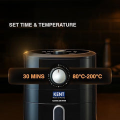 KENT Digital Air Fryer 5L | 1400W | Bake, Grill & Roast | Up to 80% Less Oil Usage | 8 Preset Menu | Rapid Heat Circulation | Digital Display & Touch Control Panel | Glass Window with in built Light