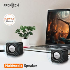 FRONTECH 2.0 Multimedia Speakers with USB Power, AUX Connectivity & Volume Control (SPK-0002BLK)
