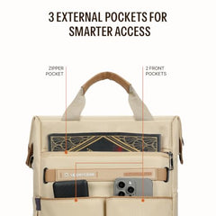 uppercase Dune Alphatech Padded 15.6" Laptop & iPad Compartment Professional Backpack for Men & Women - Tote & Backpack Carry, Waterproof Work Business Backpack for College Work Daily -Beige