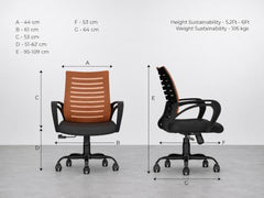 CELLBELL Desire C104 Mesh Mid Back Chair | Ergonomic Office, Study, Revolving, Computer Chair for Work from Home Heavy Duty Metal Base, Seat Height Adjustable (Black)