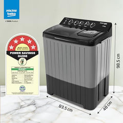 Voltas Beko, A Tata Product 9 Kg 5 Star Semi-Automatic Top Loading Washing Machine (WTT90UHA/OK5B1B1S23, Black, Pulsator Wash Method and Double waterfall technology)