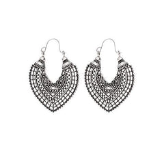 SYGA Women's Open Heart Earrings, Hollow Alloy, Vintage Style Dangles(Silver)