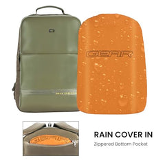 Gear Elevate Faux Leather 20L Water Resistant Anti-Theft 4 Compartment Backpack/Laptop Bag/Office Bag With Raincover For Men/Women (Olive-Yellow)