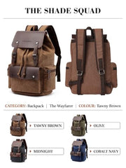 FUR JADEN Eco Friendly Travel 4 Compartment Laptop Backpack Made of Water Resistant Sustainable Canvas and Vegan Leather for Unisex for Travel Hiking Work (Coffee)