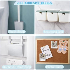 HARKOIZ Transparent Adhesive Wall Hooks (5 Pairs / 10 Hooks) | Heavy Duty No Drilling Self Adhesive Hooks | Waterproof & Reusable Clear Hooks for Bathroom, Kitchen, Photo Frames & Home
