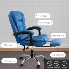 Casa Haus Italia Premium Leatherette Office Chair for Work | Boss Chair, Ergonomic Executive, Luxurious Cushioned Arms & Seat, 2 Point Back Massager, Heavy Duty Metal Base (Burgundy)