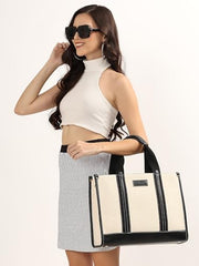 Womanix Canvas Laptop Tote Bag,14 inch Laptop Bag, Black Shoulder Bag, Casual Briefcase, Tote Bag For Women, Travel, Office, College