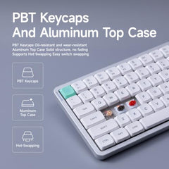 nuphy Air75 V3 Hot Swappable Wireless Mechanical Keyboard, 84 Keys 75% Custom Low Profile Keyboard with Knob, RGB Backlit, Gasket Mounted, Support Bluetooth/2.4GHz/USB-C,White-Red Nano
