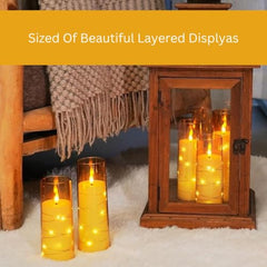 Flameless LED Pillar Candle Set of 2 | Acrylic Fiber Glass | Dancing Faux Wick | Remote Control with Battery Operated 3 AA | Home Décor & Gifting | 3" D x 6" H | Red