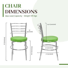 RATISON Office Visitor Study Chair Home Restaurant Steel Multipurpose with a Leather Cushion Steel Chrome Chair with Ring (Green, 6)