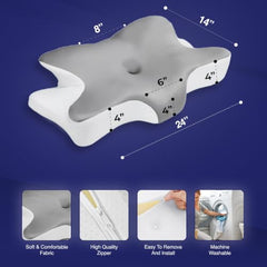 WELLGIVER Cervical Butterfly Pillow | Orthopedic Memory Foam for Neck & Shoulder Pain | Ergonomic Contour Design | Dual Height Support | Side Sleeper Pillow with Arm Rest - Pack of 1