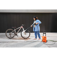 BLACK+DECKER BEPW1600 1300W 1600 PSI 110 Bar Pressure Washer for Car, Bike, Home & Garden Cleaning Use with Multiple Accessories Included, 1 Year Warranty, Orange & Black