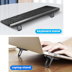 ZORBES® Portable Invisible Laptop Riser Stand, 2 Mini Self-Adhesive Alloy Metal Folding Desk Stand, Lightweight Laptop Desk Feet for MacBook, Lenovo, HP, Dell, Laptops & Tablets, 2pc (Black)