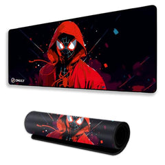 SMULY Gaming Mouse Pad, Large Desk Mat 58.5 x 28 cm, Extended Washable Mousepad, Desk Pad, 2mm Thick Non-Slip Rubber Base, Stitched Edges, Smooth Surface (Multicolour) β Red Hoodie Spider Design