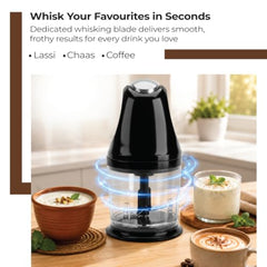 Lifelong Electric Chopper for Kitchen | 300W, T.O.P Protection, 600ml Capacity | 2-Leaf Stainless Steel Blade, Whisking Blade | One-Touch Operation for Vegetables, Nuts, Meat, Coffee, Lassi & Chaas