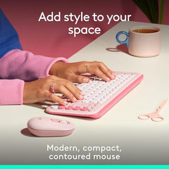 Logitech POP Mouse, Compact and Portable Wireless Bluetooth - Graphite | Compact, Portable, programmable Buttons, Quiet clicks, Easy-Switch for up to 3 Devices, Laptop, Tablet, PC - Rose