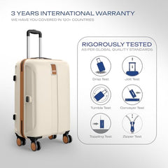 Safari Thorium Royale 8 Wheels Set of 2 Trolley Bags Hard Case Polycarbonate Luggage, TSA Lock, Wet Pouch Organized Interior, Suitcase for Travel, Trolley Bags for International Travel, Vanilla Tan