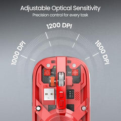 Portronics Toad 8 Transparent Wireless Bluetooth Mouse with Dual Wireless (BT + 2.4 GHz), Rechargeable Battery, Noise-Free Clicking, Show/Hide Desktop, Multi-Device Pair, Adjust Sensitivity (Grey)