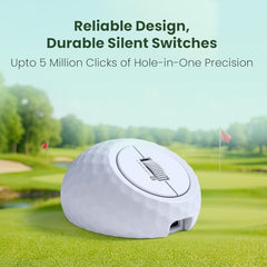 Portronics ToadPlay Golf Mini Wireless Bluetooth Mouse with Dual Wireless Connectivity (BT + 2.4 GHz), Rechargeable Battery, Noise-Free Clicking, Multi-Device Pair, Adjust Sensitivity (White)