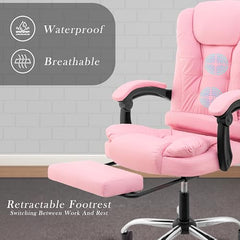 Casa Haus Italia Premium Leatherette Office Chair for Work | Boss Chair, Ergonomic Executive, Luxurious Cushioned Arms & Seat, 2 Point Back Massager, Heavy Duty Metal Base (Burgundy)