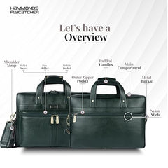 Hammonds Flycatcher Genuine Leather 15.6 Inch Laptop Office Bag for Men | 15.6” Padded Laptop Sleeve| 3 Zip Pockets| Detachable & Adjustable Strap| Pen,Wallet & Mobile Pocket |Durable|1 Year Warranty