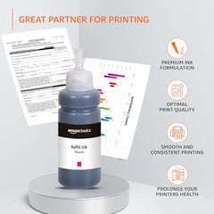 Amazon Basics Compatible Ink Refill Kit for Epson L130,L360,L380,L361,L565,L210,L220,L310,L350,L355,L365,L385,L405,L455 and L485 Printers | Vivid Color Matching Multi-Color Pack(C/M/Y/Bk - 70g x 4)