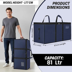 Storite Jumbo Super-Size 81 L Canvas Moisture Proof Heavy Duty Storage Bag | for Toys/Stationery/Blankets/Clothes/Moving Bags MultiPurpose With Strong Reinforced Handles Rectangular Cream (87x26x36 cm)