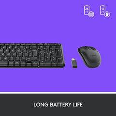 Logitech MK215 Wireless Keyboard and Mouse Combo for Windows, 2.4 GHz Wireless, Compact Design, 2-Year Battery Life(Keyboard),5 Month Battery Life(Mouse) PC/Laptop- Black