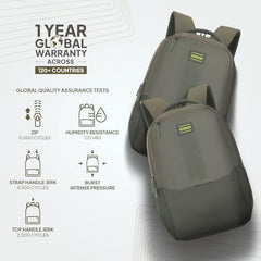 American Tourister Nexa Style 01 | 36L Backpack | Casual Bag | 3 Compartments | School & College Backpack for Men and Women | Olive | 1 Yr Global Warranty
