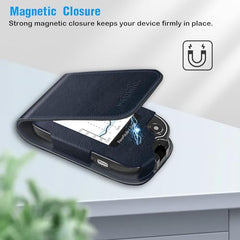 MEDMAX Case for Freestyle Libre 3/2 / Libre Reader Blood Glucose Monitor, Case with Neck Holder for Hanging, Faux Leather Protective Cover with Carabiner Clip for Diabetics (Navy Blue)