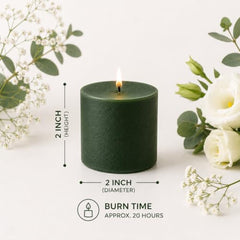 C Lal & Sons Silver Pillar Candle 2x2 Inch | Long Burning Decorative Wax Candle | 20H Burn Time | Unscented Candle for Home Décor, Wedding Decoration, Prayer, Meditation, Festivals & Romantic Ambience
