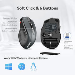 TECKNET Wireless Mouse, 2.4G Ergonomic Computer Mouse, 2600 DPI, Green