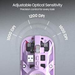 Portronics Toad 8 Transparent Wireless Bluetooth Mouse with Dual Wireless (BT + 2.4 GHz), Rechargeable Battery, Noise-Free Clicking, Show/Hide Desktop, Multi-Device Pair, Adjust Sensitivity (Grey)