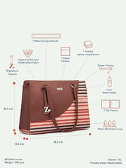 ZOUK Office Essential Bag | Jute | Vegan Leather Handcrafted Tote Bag With Double Handle Shoulder Strap | Bristel