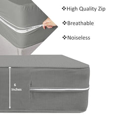 HOMEKART Premium Cotton 220TC 78 x 72 x 8 King Size Double Bed Mattress Cover Protector with Zip/Chain|Provides All Around Protection - 1 pc Multicolor (Grey, 78 x 72 x 8)