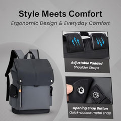 Lysoric Laptop Backpack with USB Charging Port for 15.6" Laptop, Camera, Business, Work, Students for Men & Women with Pocket(Black)