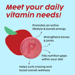 PLIX - THE PLANT FIX Multi Power Multivitamin + Apple Cider Vinegar 15 Fizzy Effervescent Tablet,Pack of 1(Apple Burst)with 13 Vitamins & 10 Minerals|100% Vegan|No Added Sugar|Travel Friendly,90 grams