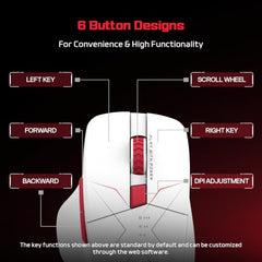 EvoFox Shadow X Pro Wireless Gaming Mouse Tri-Mode Rechargeable | BT, USB 2.4G & Wired, S203 Sensor, 1000Hz Polling Rate, 6400 DPI, RGB Lighting, 6 Programmable Buttons, Software Support