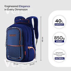 HARISSONS Verge Men’s Travel Laptop Backpack | Fits 15.6" Laptop | 40L Lightweight | USB Port, Water-Resistant, Hidden Pocket, Luggage Strap | Work, Commute & Travel (Black & Teal)
