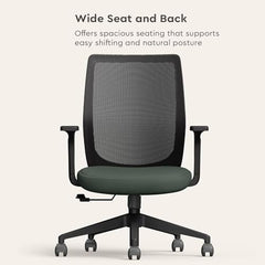 Interio by Godrej Curv Premium Mesh Wide Back Ergonomic Chair | Work from Home/Study Chair | 1-Year Warranty | Height Adjustable Chair | Heavy Duty PP Base | DIY Installation, Black