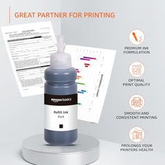 Amazon Basics Compatible Ink Refill Kit for Epson L130,L360,L380,L361,L565,L210,L220,L310,L350,L355,L365,L385,L405,L455 and L485 Printers | Vivid Color Matching Multi-Color Pack(C/M/Y/Bk - 70g x 4)