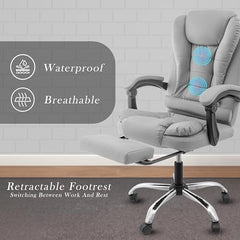 Casa Haus Italia Premium Leatherette Office Chair for Work | Boss Chair, Ergonomic Executive, Luxurious Cushioned Arms & Seat, 2 Point Back Massager, Heavy Duty Metal Base (Burgundy)