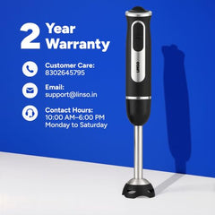 LINSO FULL STACK 1100W India's 1st Anti-Scratch 4-in-1 Hand Blender | 2-Year Warranty | 8 Speeds + Turbo | 860ml Chopper + Egg Whisk + Beaker | SS304 Blade | UK-Based Brand | Pure Copper DC Motor