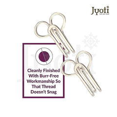 JYOTI Dress Hook (50 Hooks of 3 Wire Size 2 of Brass Material in Nickel Free Finish in a Pouch), Hooks for Ladies Blouses, Dresses, Chudidars, Children Dresses, Frocks, and Gowns - Pack of 5 Pouches